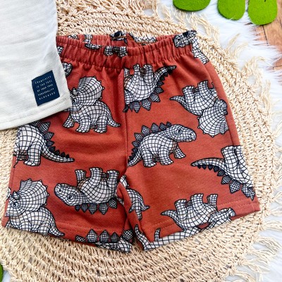 Conj. Camiseta e Bermuda Jurassic - Areia e Ferrugem